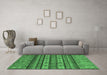 Machine Washable Abstract Emerald Green Modern Area Rugs in a Living Room,, wshabs2417emgrn