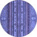 Round Abstract Blue Modern Rug, abs2417blu