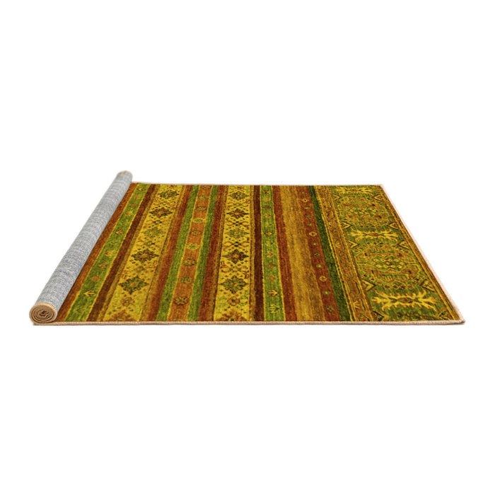 Sideview of Machine Washable Abstract Yellow Modern Rug, wshabs2417yw