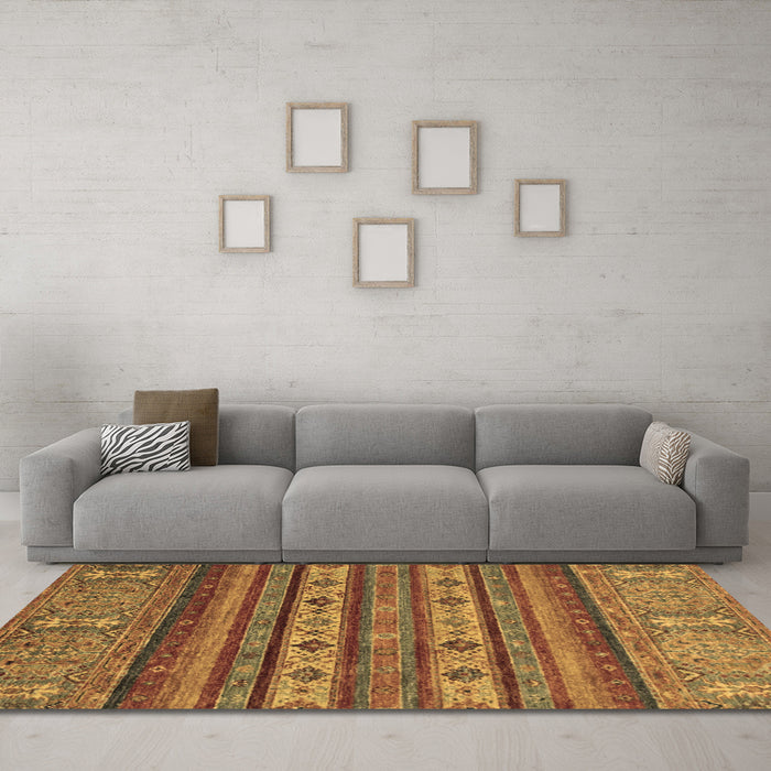Machine Washable Abstract Brown Modern Rug in a Living Room,, wshabs2417brn