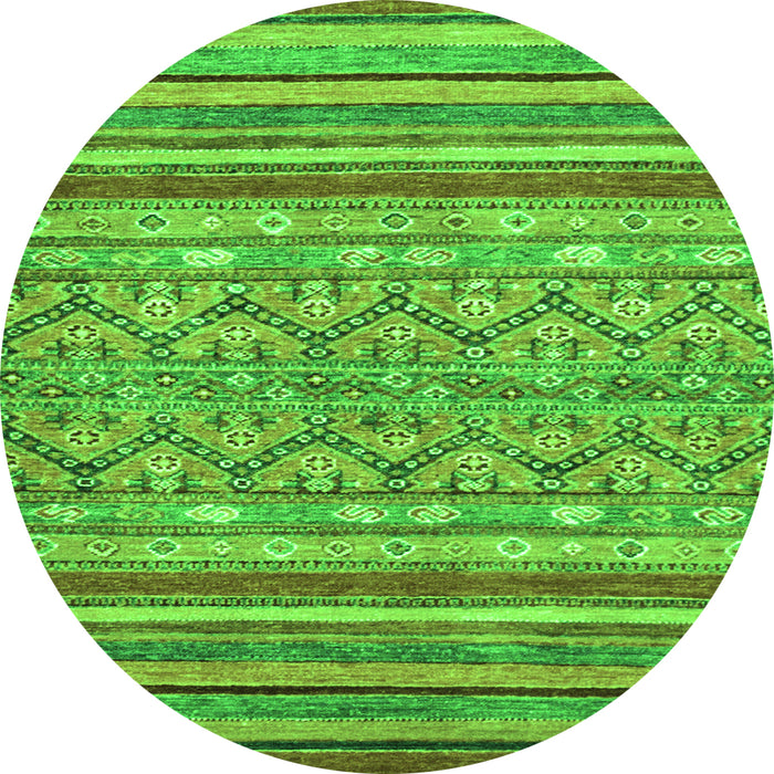 Round Machine Washable Abstract Green Modern Area Rugs, wshabs2418grn