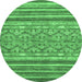 Round Abstract Emerald Green Modern Rug, abs2418emgrn