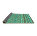 Sideview of Abstract Turquoise Modern Rug, abs2418turq