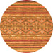 Round Machine Washable Abstract Orange Modern Area Rugs, wshabs2418org