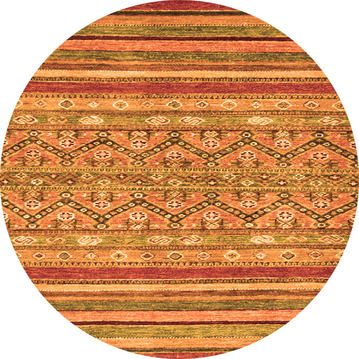 Round Abstract Orange Modern Rug, abs2418org