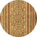 Round Abstract Brown Modern Rug, abs2418brn