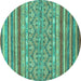 Round Abstract Turquoise Modern Rug, abs2418turq