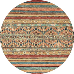 Round Machine Washable Abstract Red Rug, wshabs2418