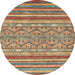 Round Machine Washable Abstract Red Rug, wshabs2418