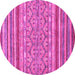 Round Machine Washable Abstract Pink Modern Rug, wshabs2418pnk