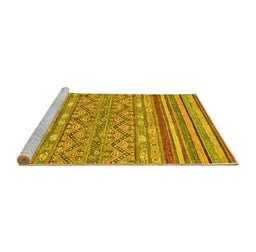 Sideview of Machine Washable Abstract Yellow Modern Rug, wshabs2418yw