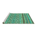 Sideview of Machine Washable Abstract Turquoise Modern Area Rugs, wshabs2418turq