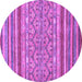 Round Machine Washable Abstract Purple Modern Area Rugs, wshabs2418pur