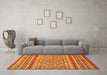 Machine Washable Abstract Orange Modern Area Rugs in a Living Room, wshabs2418org