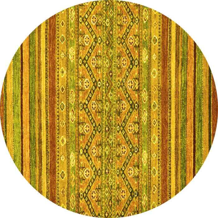 Round Abstract Yellow Modern Rug, abs2418yw