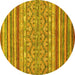 Round Abstract Yellow Modern Rug, abs2418yw