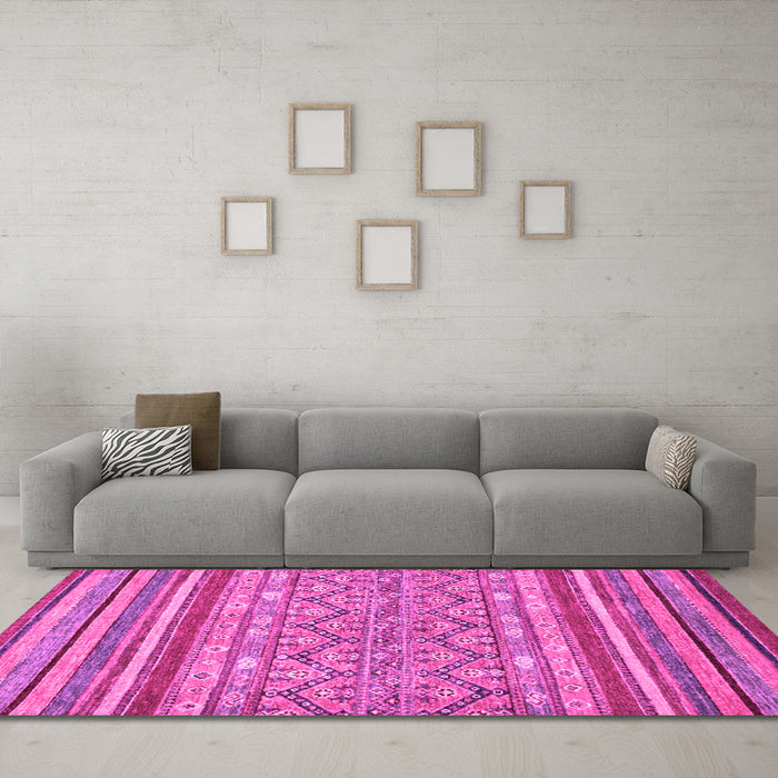 Machine Washable Abstract Pink Modern Rug in a Living Room, wshabs2418pnk