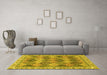 Machine Washable Abstract Yellow Modern Rug in a Living Room, wshabs2419yw