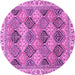 Round Machine Washable Abstract Pink Modern Rug, wshabs2419pnk