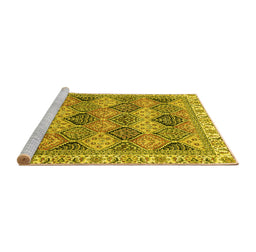 Sideview of Machine Washable Abstract Yellow Modern Rug, wshabs2419yw