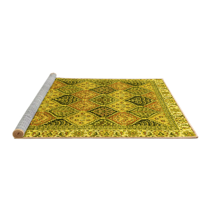 Sideview of Machine Washable Abstract Yellow Modern Rug, wshabs2419yw