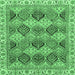 Square Machine Washable Abstract Emerald Green Modern Area Rugs, wshabs2419emgrn