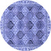 Round Abstract Blue Modern Rug, abs2419blu