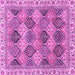 Square Machine Washable Abstract Pink Modern Rug, wshabs2419pnk