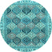 Round Machine Washable Abstract Light Blue Modern Rug, wshabs2419lblu