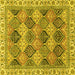 Square Machine Washable Abstract Yellow Modern Rug, wshabs2419yw