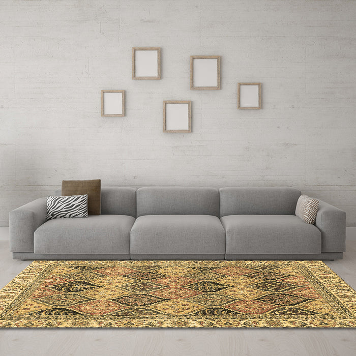 Machine Washable Abstract Brown Modern Rug in a Living Room,, wshabs2419brn