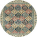 Round Abstract Coffee Brown Modern Rug, abs2419