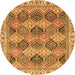 Round Machine Washable Abstract Orange Modern Area Rugs, wshabs2419org