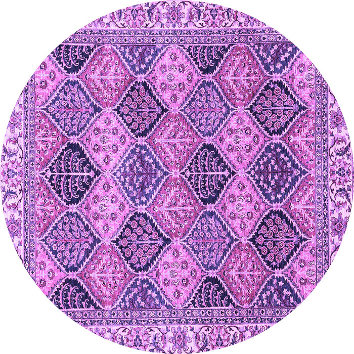 Round Machine Washable Abstract Purple Modern Area Rugs, wshabs2419pur