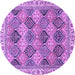 Round Machine Washable Abstract Purple Modern Area Rugs, wshabs2419pur