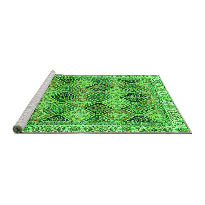 Sideview of Machine Washable Abstract Green Modern Area Rugs, wshabs2419grn