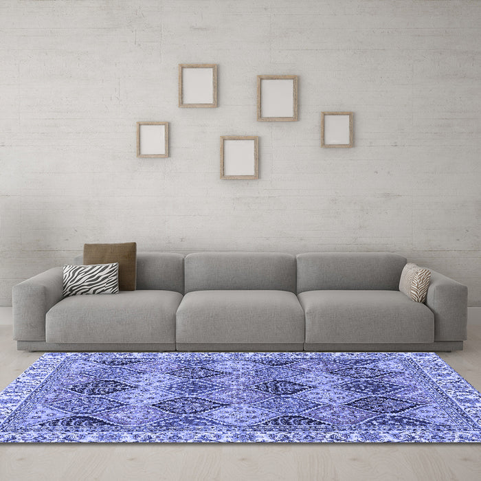 Machine Washable Abstract Blue Modern Rug in a Living Room, wshabs2419blu