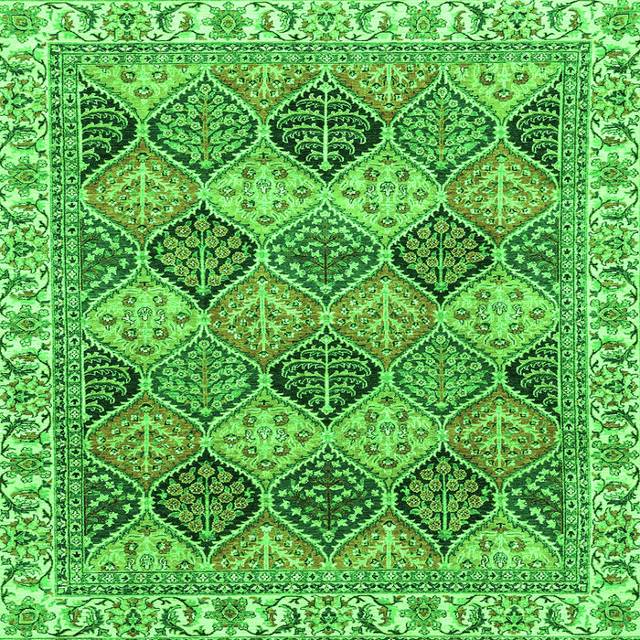 Square Machine Washable Abstract Green Modern Area Rugs, wshabs2419grn