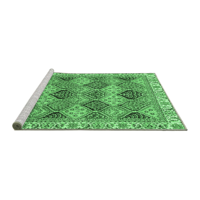 Sideview of Machine Washable Abstract Emerald Green Modern Area Rugs, wshabs2419emgrn