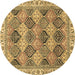 Round Abstract Brown Modern Rug, abs2419brn