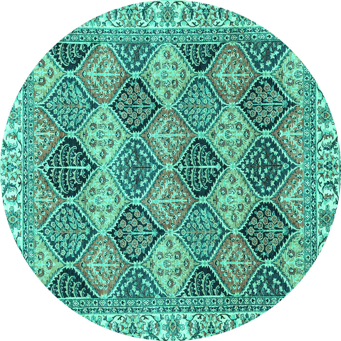 Round Abstract Turquoise Modern Rug, abs2419turq