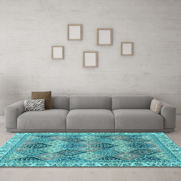 Machine Washable Abstract Light Blue Modern Rug in a Living Room, wshabs2419lblu