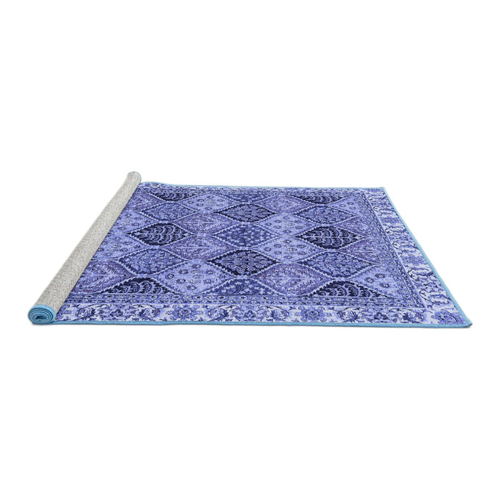 Sideview of Machine Washable Abstract Blue Modern Rug, wshabs2419blu