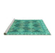 Sideview of Machine Washable Abstract Turquoise Modern Area Rugs, wshabs2419turq