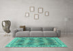 Machine Washable Abstract Turquoise Modern Area Rugs in a Living Room,, wshabs2419turq