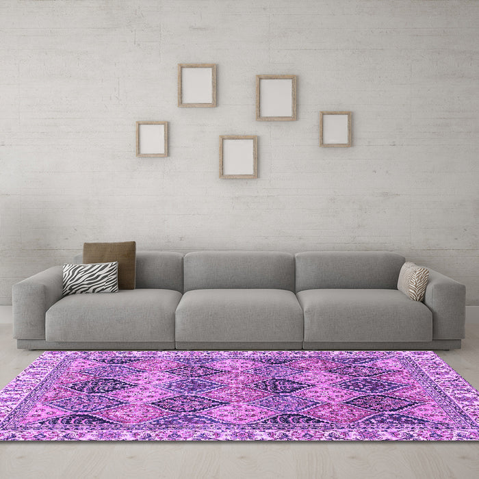 Machine Washable Abstract Purple Modern Area Rugs in a Living Room, wshabs2419pur