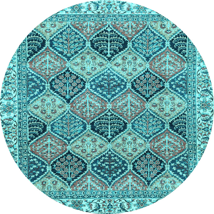 Round Abstract Light Blue Modern Rug, abs2419lblu