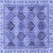 Square Abstract Blue Modern Rug, abs2419blu