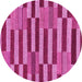 Round Machine Washable Abstract Pink Modern Rug, wshabs241pnk