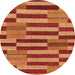 Round Machine Washable Abstract Orange Modern Area Rugs, wshabs241org